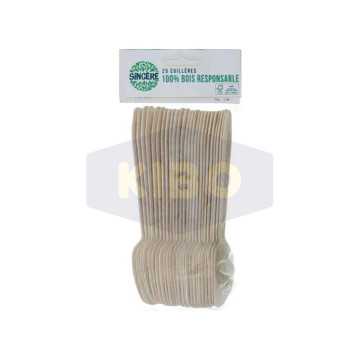25 Cuillères BIO en bois 16 cm