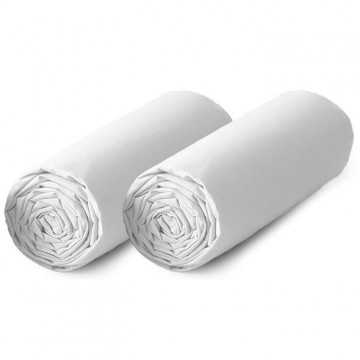 Draps housse 140x190 Blanc...